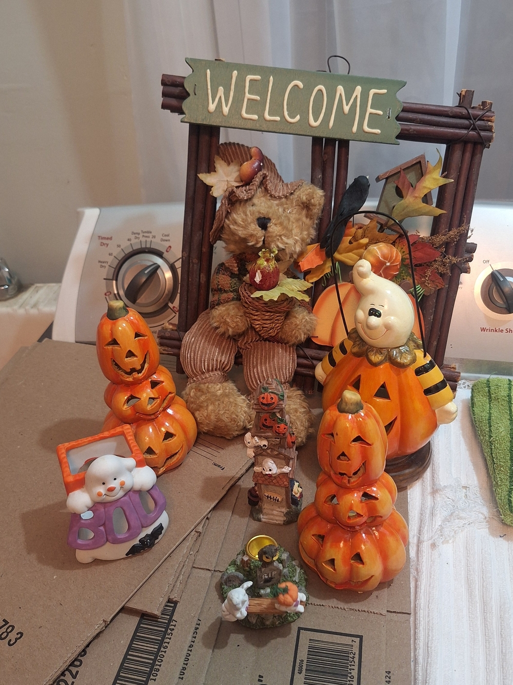 Welcome Fall Pumpkin Bear Tabletop Decor - Orange